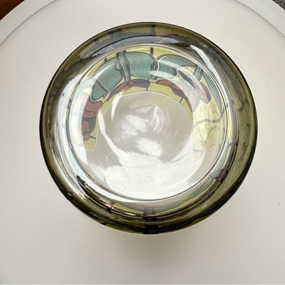 Vintage MCM West Virginia Tulip Design Faux Stained Glass Ice Bucket / Planter - Picture 7 of 9